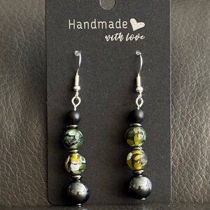 Handmade Dragon’s Vein and Hematite Earrings